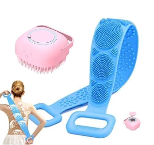 Tekcool Silicone Body Back Scrubber, Double Side Bathing Brush For Skin Deep Cleaning Massage, Dead Skin Removal Exfoliating Bel