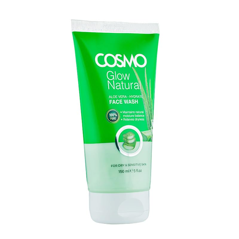 Cosmo Glow Natural Aloe Vera Hydrate Face Wash 150Ml, A DeepPore Cleansing Wash To Clarify & Purify Skin, For All Skin Types