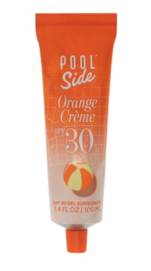 Pool Side Orange Crme SPF 30 Gel Sunscreen, Paraben Free, Cruelty Free, 3.4 Fl Oz