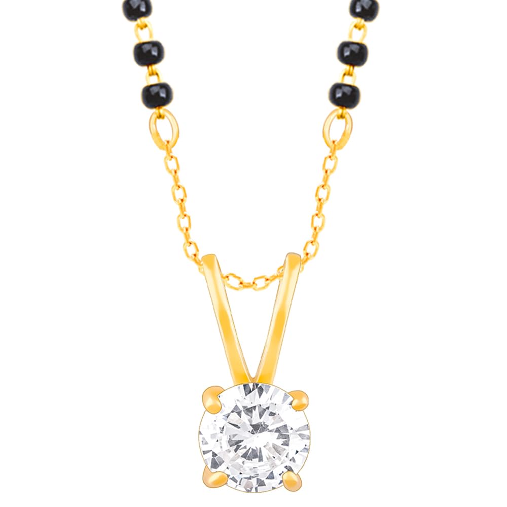 Giva 925 Silver Golden Forever Moments Mangalsutra | Black Bead Necklace To Gift Women | With Certificate Of Authenticity And 92