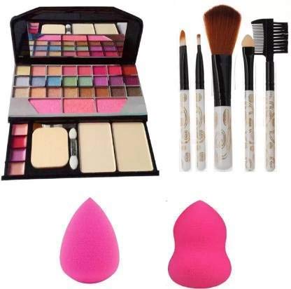 Baba Enterprises 6155 Makeup Brush 5 Pieces Makeup Brush,2 Blender Puff Makeup Combo