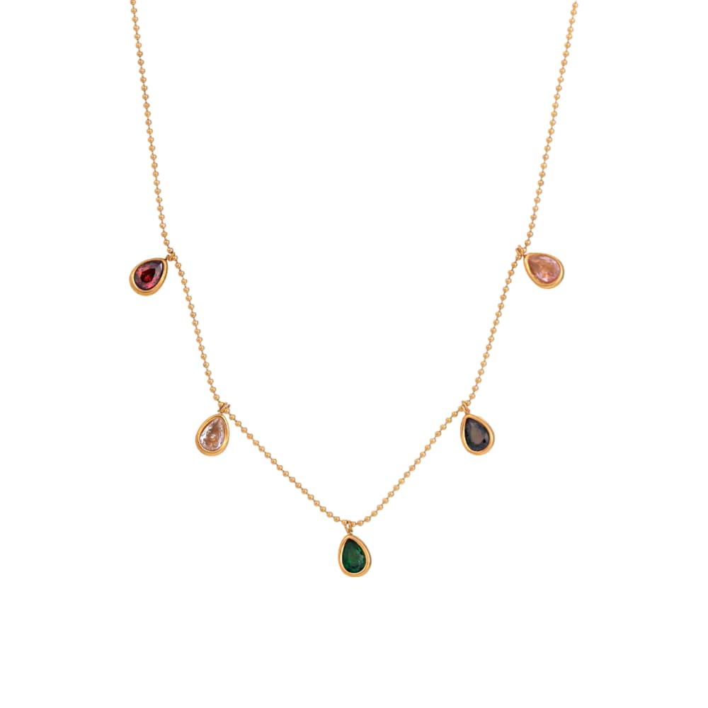 Palmonas Colourful Stones Necklace For Women  18K Gold Plated Necklace, WomenS Jewellery | Gift For Girls & Women