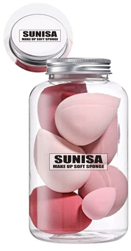 Sunisa Makeup Sponge Jar Beauty Blender With Egg Case Soft Sponge For Liquid Foundation|Creams And Powder (Multicolor) Pack Of 7