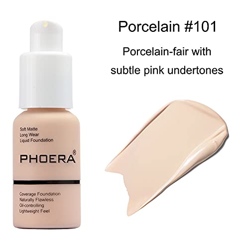5Pcs Liquid Foundation Set Matte Liquid Full Coverage Oil Control Breathable Invisible Cover Concealer Foundation With Face Prim
