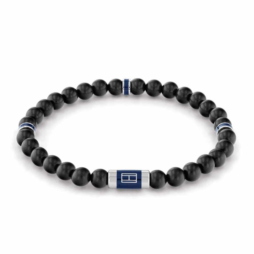 Tommy Hilfiger Mens Jewelry Wood Beaded Bracelet Color: Black (Model: 2790323)