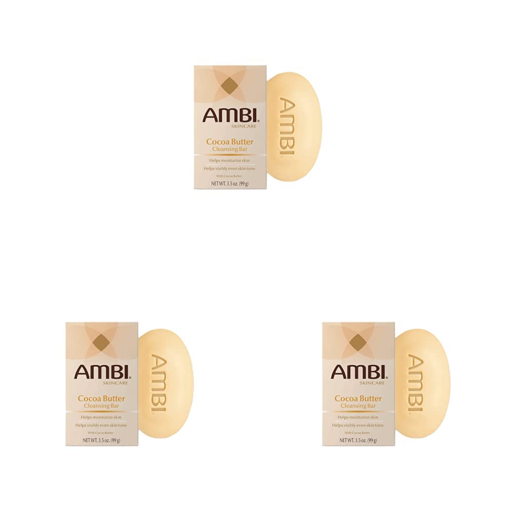 Ambi Skin Care Cleansing Bar Soap with Cocoa Butter To Restore Skin s Natual Moisturize Balance, Helps Visibly Even Skin Tone, 
