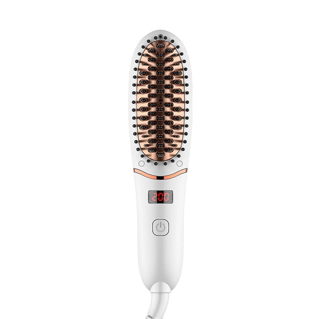GVRMLDF Hair Straightener Brush 30s Fast Straightening Electric Comb LCD Display Digital Heating Beard