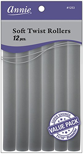 Annie Soft Twist Rollers, Gray, 7 Inch, 12 Count
