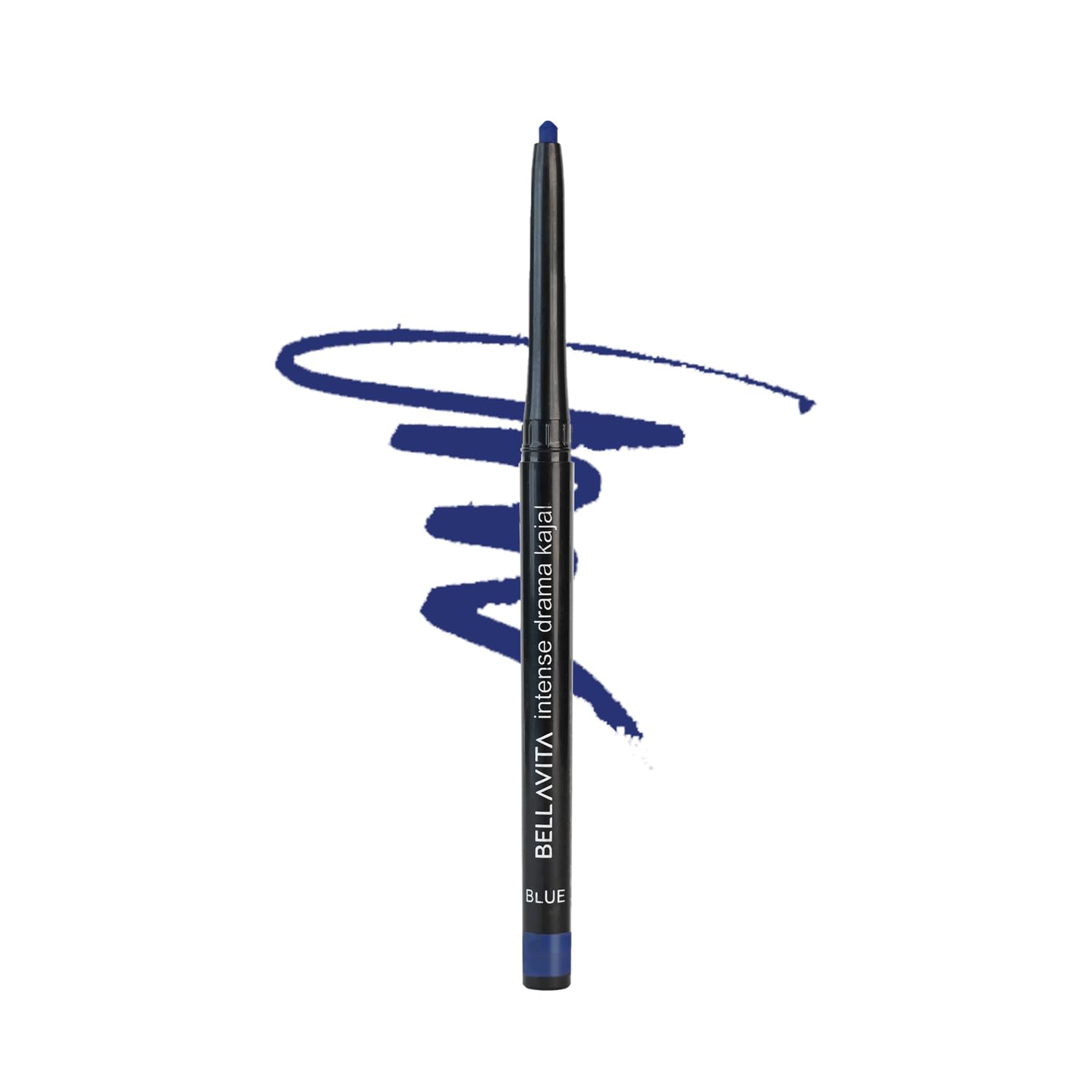 Bellavita Intense Drama Kajal Blue Waterproof Smudge Proof | Long Lasting, Enriched With Vitamin E & Almond Oil | Pencil Glossy 