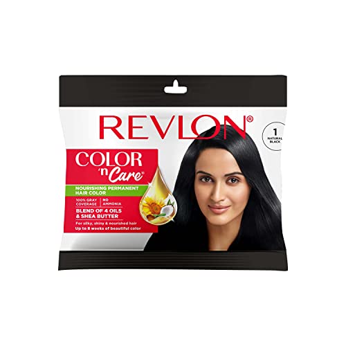 Revlon Color N Care Nourishing Permanent Hair Color - 1 Natural Black - Has Essentials Oils Of Coconut Argan, Sunflower & Jojob