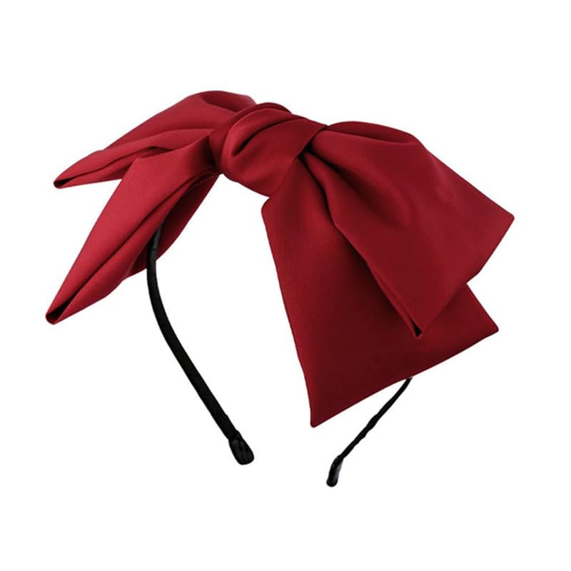 Shidara 1Pcs French Red Hair Headbands Knot Bow Headbands For Women Black Ribbon Hair Bow Hair Bands Fashion Hair Accessories Fa