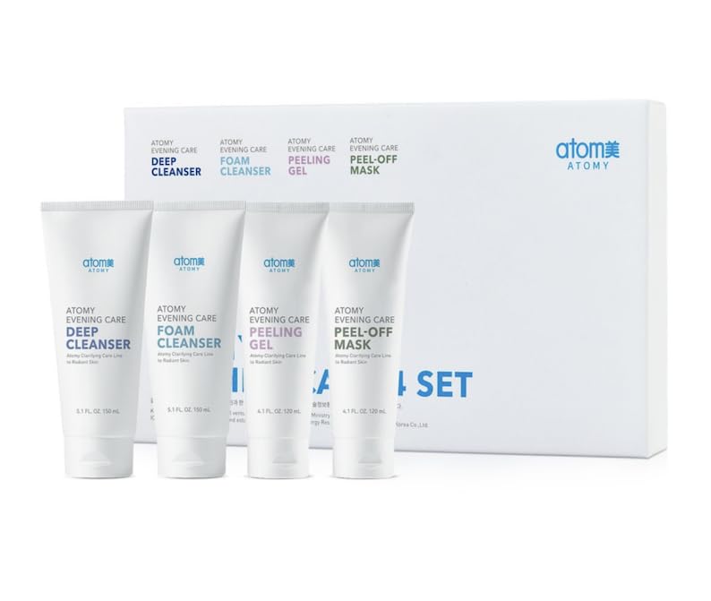 Atomy 4Step Evening Care Skincare Set  Deep Cleanser, Foam Cleanser, Peeling Gel, PeelOff Mask  Daily Routine for Cleansing,