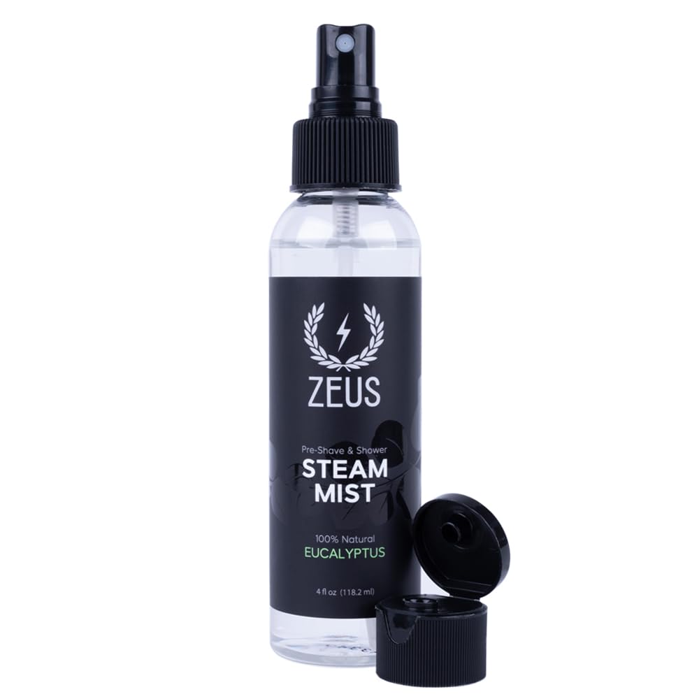 Zeus Natural 100% Eucalyptus Essential Oil Shower Steam Mist, Aromatherapy Spray For Room, Bath, Congestion & Pre-Shave, Sauna &