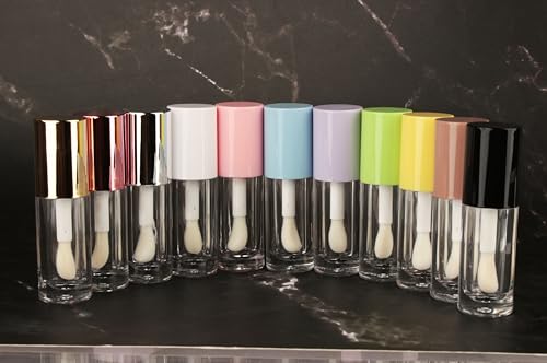 COSIDEA 14pcs Empty Silver 6ml big doe foot wand chunky lip gloss tubes lip gloss tubes for DIY lipgloss, White round lipgloss c