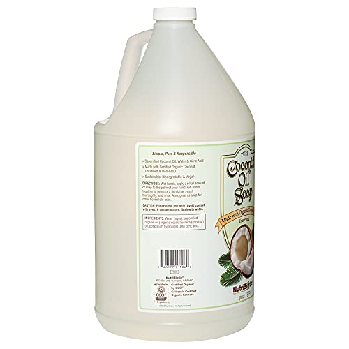 NutriBiotic - Pure coconut Oil Soap, Unscented, 1 gallon  certified Organic, Unrefined, Biodegradable, Vegan & Made without gMOs