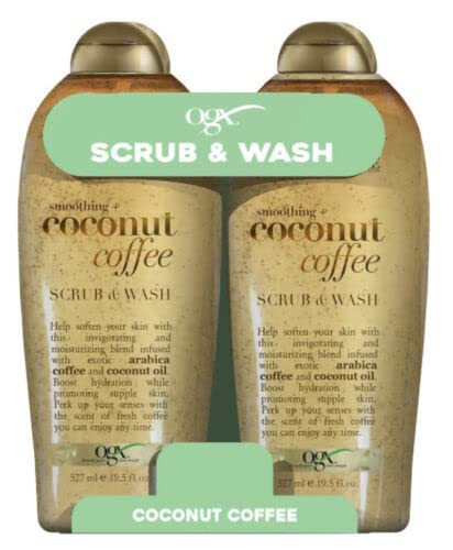 Ogx Body Scrub & Wash Coconut Coffee 19.5 Ounce (Pack of 6)