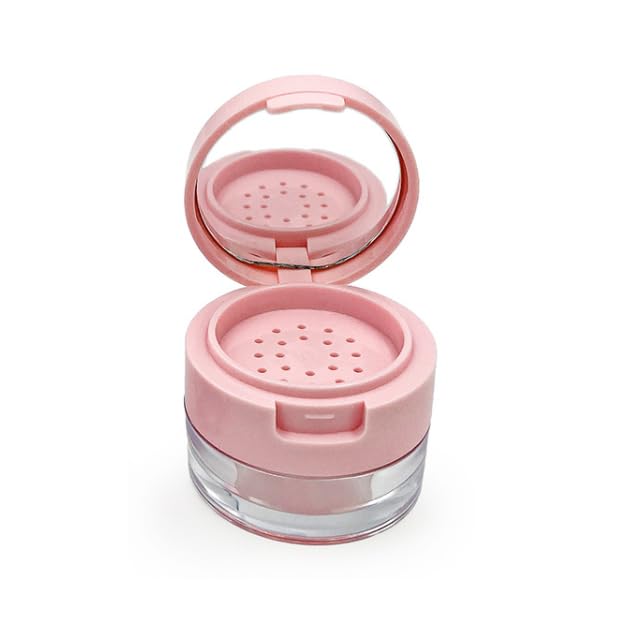 Duehut 1Pcs Plastic Loose Powder Jar Makeup Powder Case, 3g Leakfree Reusable Plastic Powder Box Circular Convenient Flip Mini 
