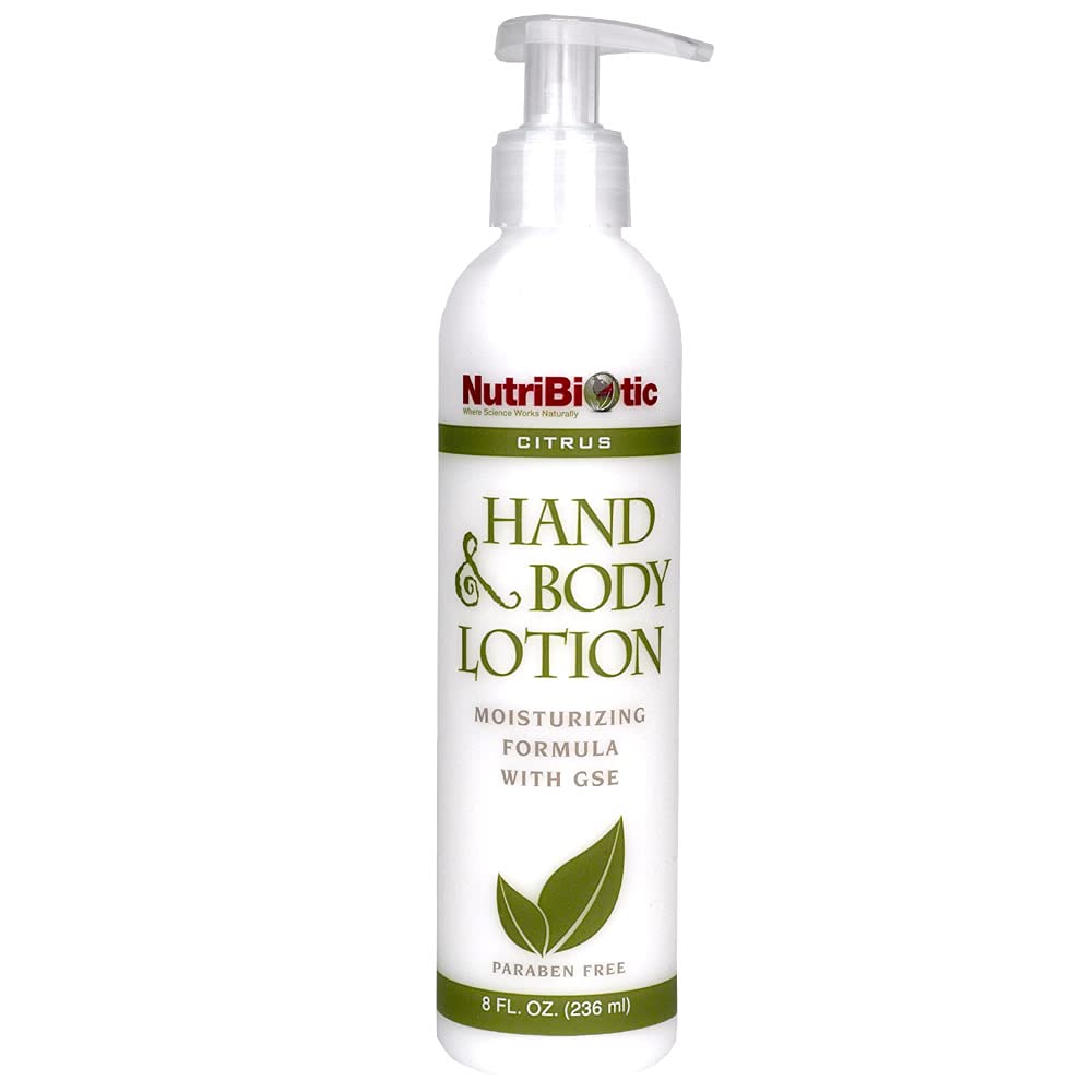 NutriBiotic - Hand & Body Lotion, Citrus, 8 Fl Oz | Biodegradable | Vegan | Gentle Moisturizing | No Dyes or Colorings | pH Bala
