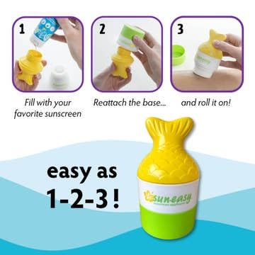 YAYA ORGANICS Sun-Easy Sunscreen Applicator, Refillable Roll-On with Sponge for Kids and Babies, Fun, Fast and Mess-Free applica