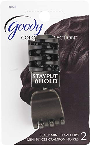 Goody Colour Collection Mini Claw Hair Clip with StayPut Hold, Black, 2 Count (Pack of 3)