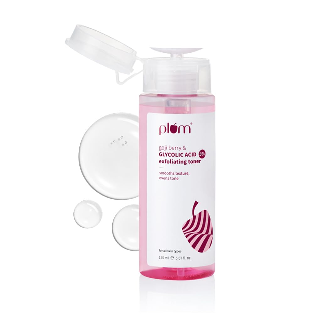 Plum 5% Glycolic Acid & Goji Berry Exfoliating Toner For Glowing Skin | Multi Functional Exfoliating Toner For Body, Face, Under