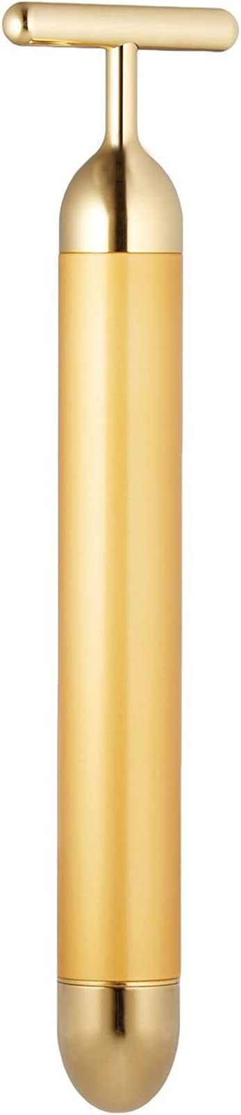 Angel Kiss Beauty Bar Energy Face Massager - 24k Golden T-Shape Pulse Electric Vibration Facial Self Skin Care Tool - Birthday V