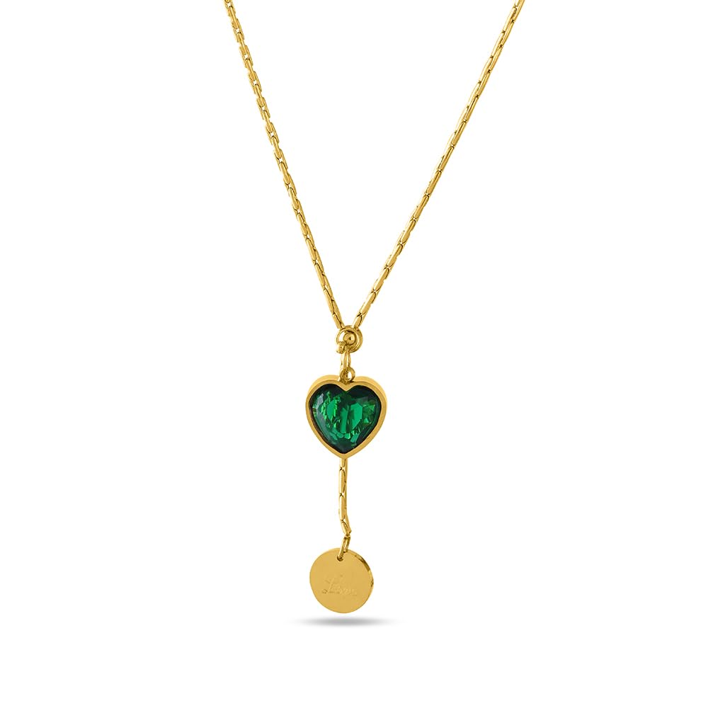 Palmonas 18K Gold Plated Emerald Love Necklace For Womens Waterproof & AntiTarnish