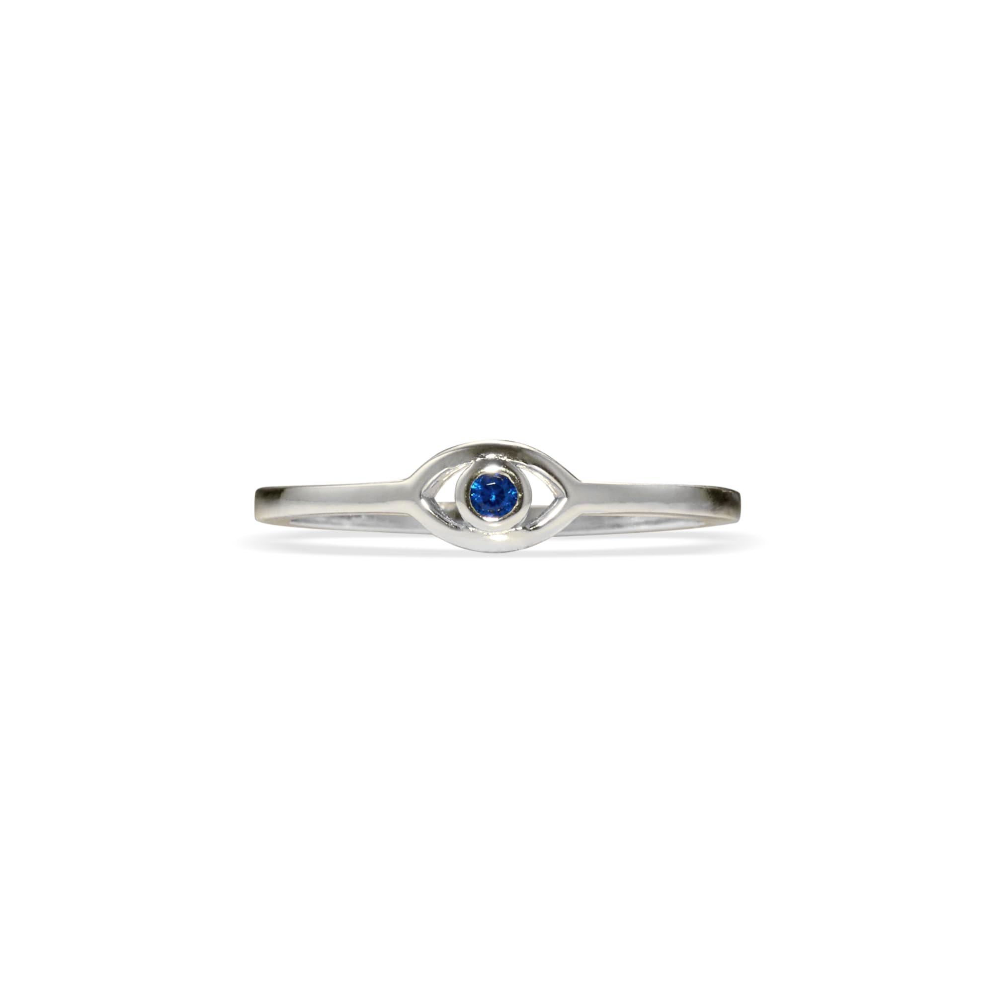 PERIMADE 18K Gold Plated Blue Evil Eye Stackable Ring Dainty Silver Cubic Zirconia Blue Eye Band for Women, Hypoallergenic 925 S