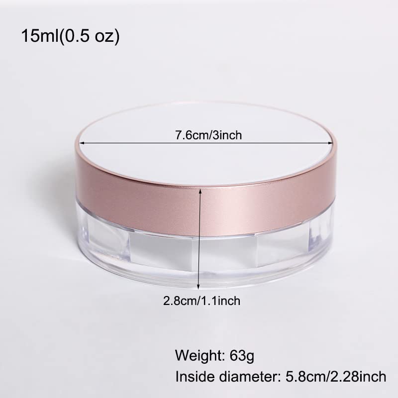 Akoak Capacity 15Ml(0.5 Oz) No Leaks Empty Reusable Plastic Loose Powder Compact Container Diy Makeup Powder Case With Sponge Po