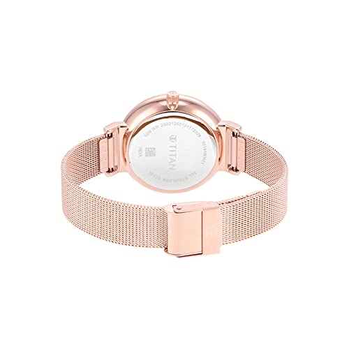 Titan Women Metal Analog Silver Dial Watch-95144Wm01/Np95144Wm01, Band Color-Rose Gold