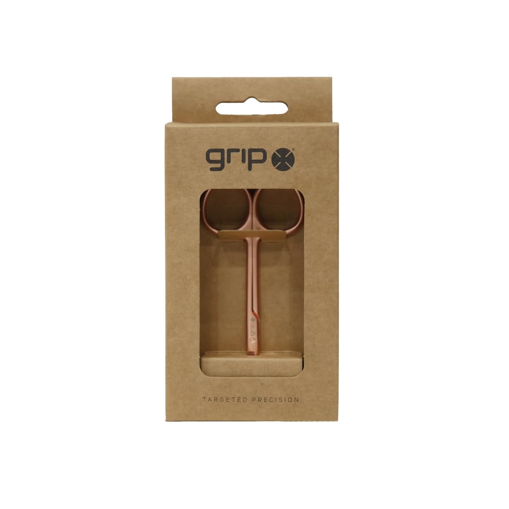 Grip Scissor Precision Rose Gold R5 - Stainless Steel Beauty Scissors for Eyebrows, Facial Hair & Nail Trimming - Fine Tip with