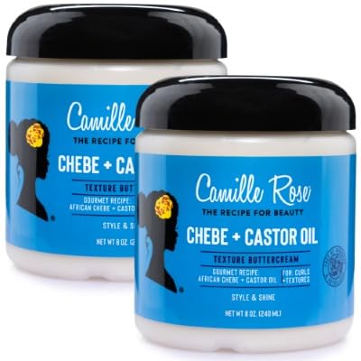 Camille Rose Black Castor Oil + Chebe Curl Cream 2Pack  Buttercream Strengthening Texture Butter, Restores Moisture, Condition