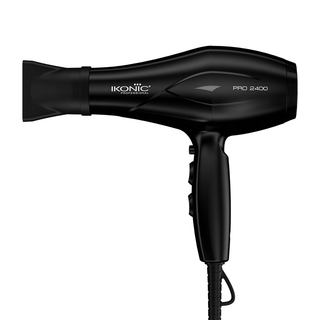 Ikonic 2400 Professional Hair Dryer, Black, 2200W With Powerful Ac Motor, 2 Speed And 3 Heat Settings With Cool Shot, 2 Intercha
