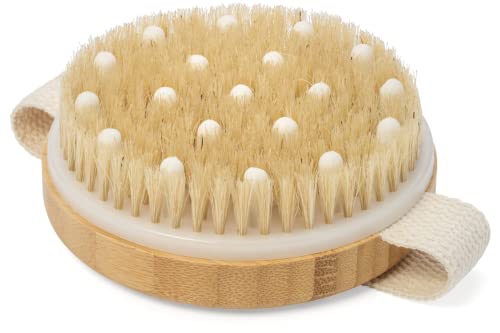 Csm Dry Body Brush For Beautiful Skin - Solid Wood Frame & Boar Hair Exfoliating Brush To Exfoliate & Soften Skin, Improve Circu
