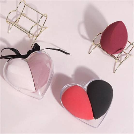 Arrx Makeup Sponge Puff 2 Pcs Set With Storage Box Heart Shape Foundation Powder Sponge Beauty Tools Women Makeup Accessories (M