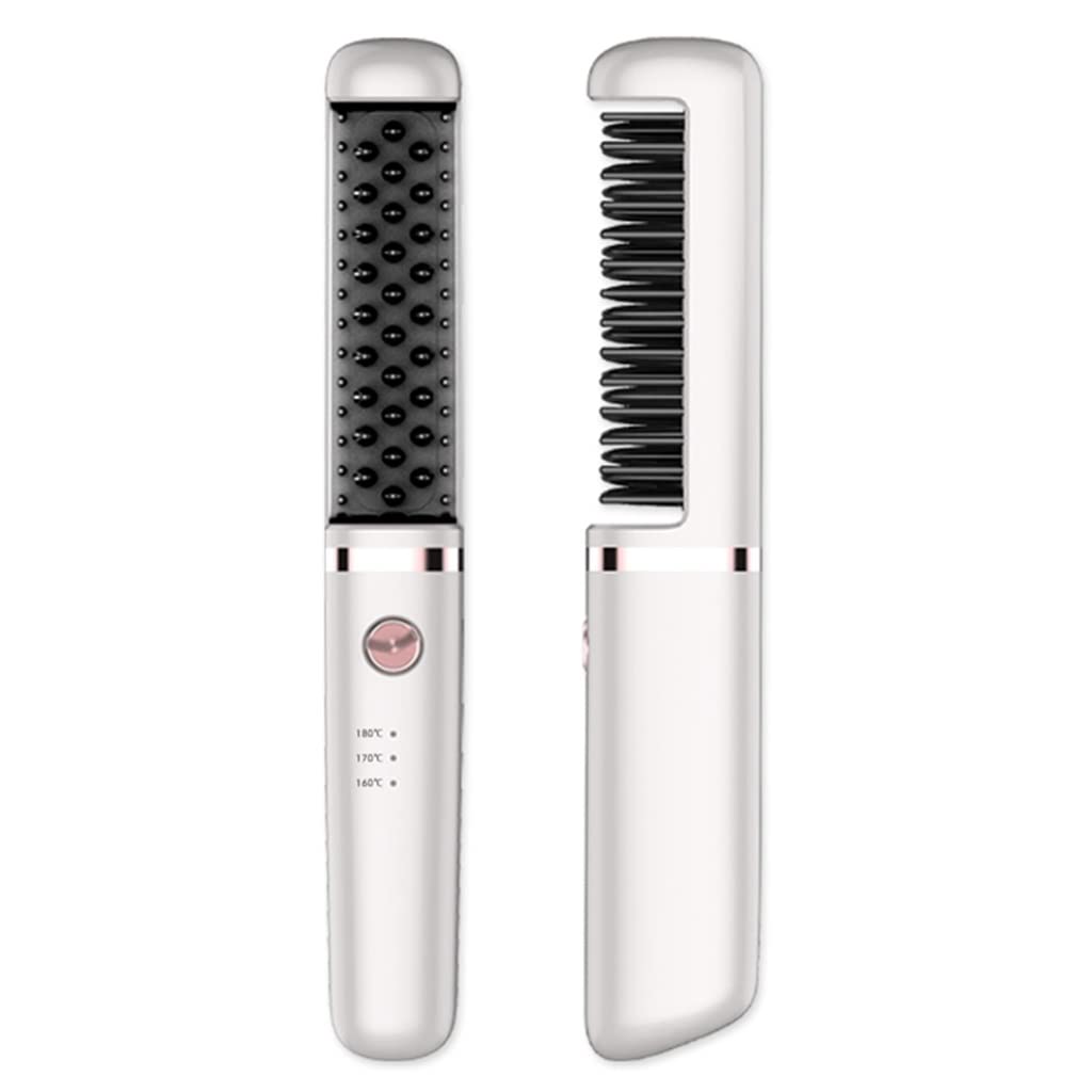 GVRMLDF Hair Straightening Brush Rechargeable Hot Comb Portable Straightener Professional Flat Iron