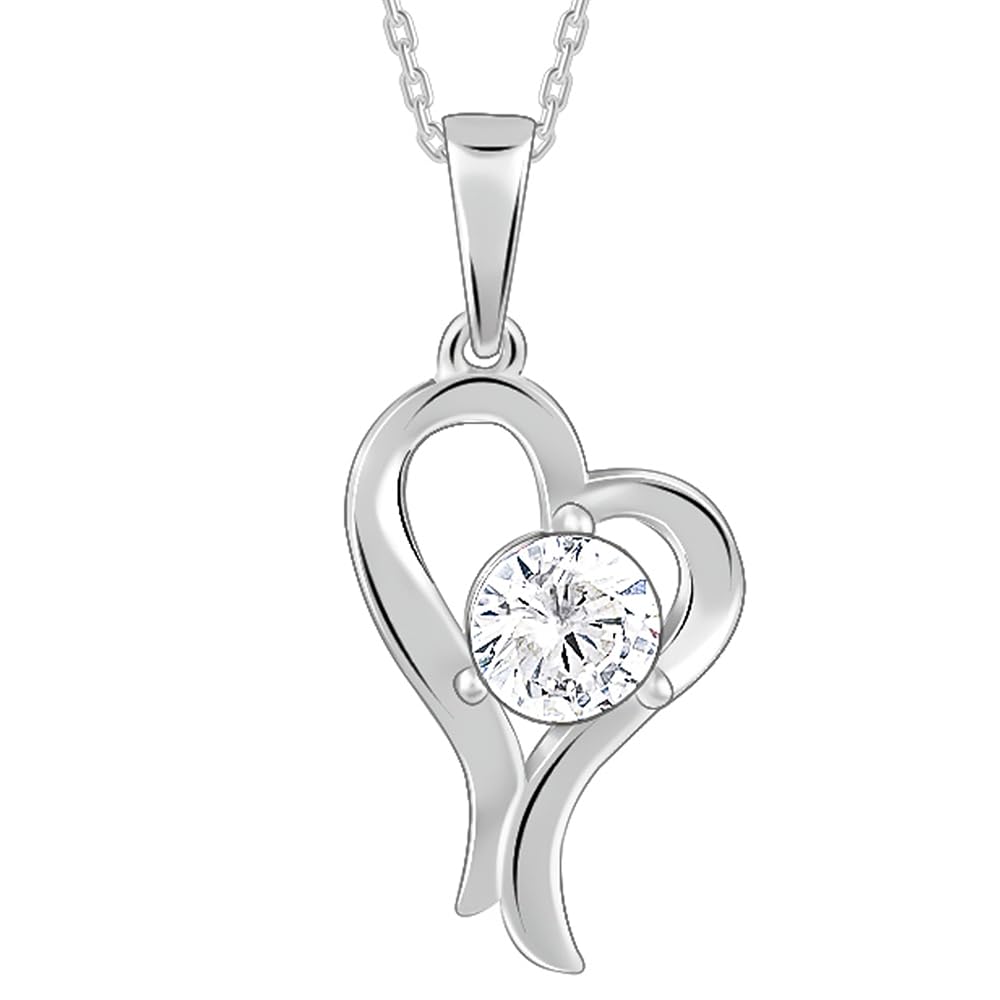 GIVA 925 Silver Anushka Sharma Zircon Curl Heart Necklace With Link Chain|Rakhi Rakshabandhan Gift For Sister Bhabhi, Women&Girl