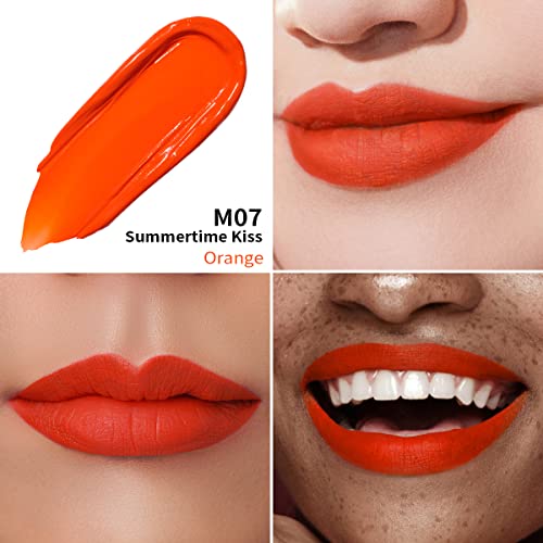 Oulac Matte Liquid Orange Lipstick For Women, Long Lasting Lipstick Waterproof Lip Stain, No Transfer, Creamy High Pigmented For
