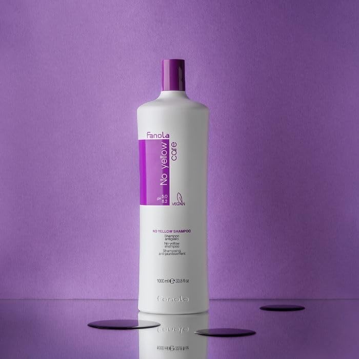 Fanola No Yellow Shampoo With Purple Violet Pigments To Eliminate Unwanted Yellow Tones & Brassiness In Platinum, Light Blonde,