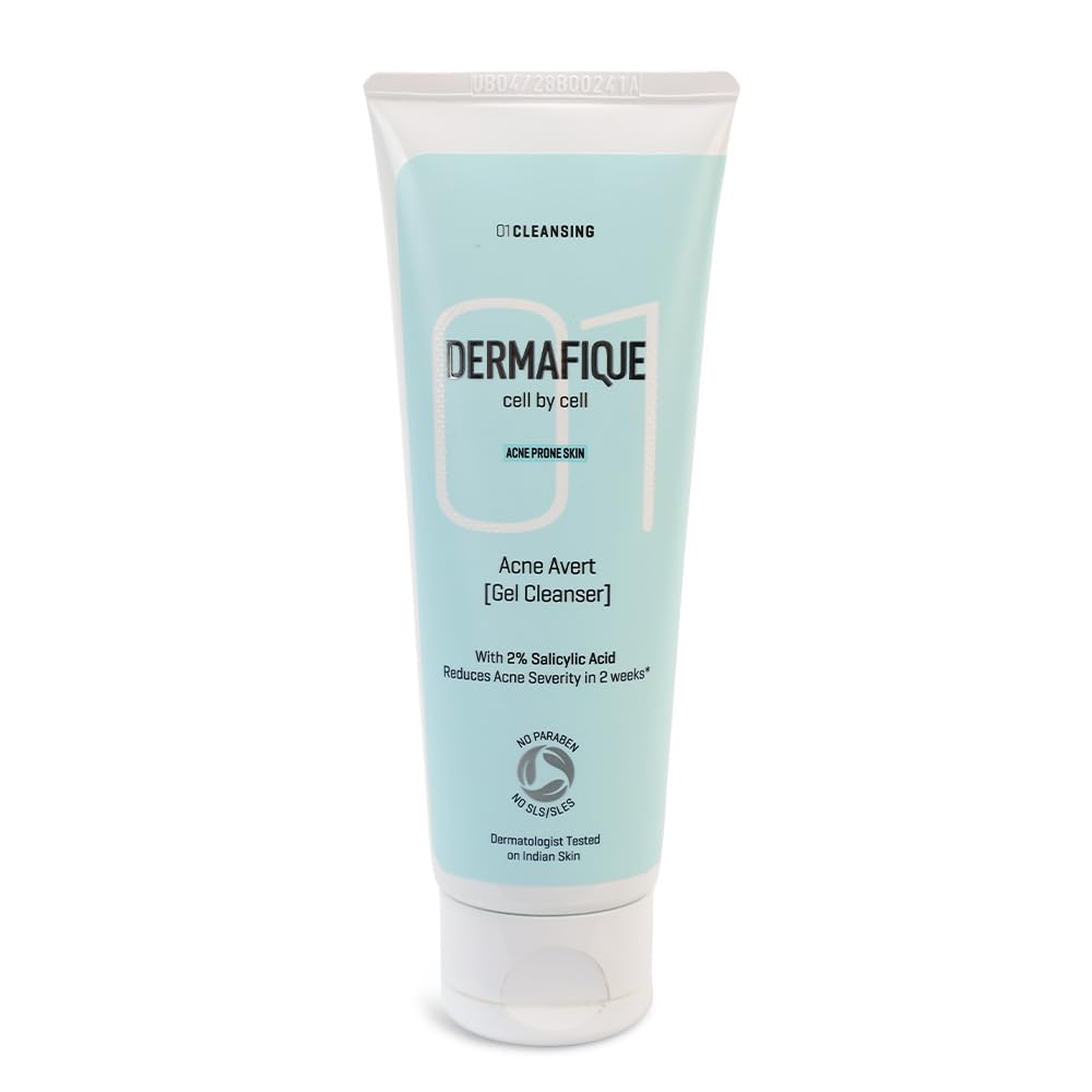 Dermafique Acne Avert Gel Cleanser 100Ml, Clinically Tested To Reduce Acne Severity In 2 Weeks*, 2% Salicylic Acid, Oily/Acne Pr