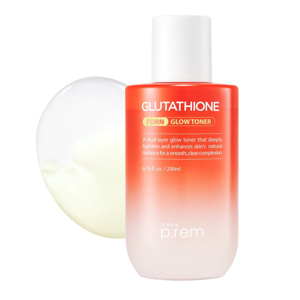 Make P:REM Glutathione PDRN Glow Toner, Antioxidant Radiance Booster with Dual Layer Moisture & Smoothing Formula for Sensitive 