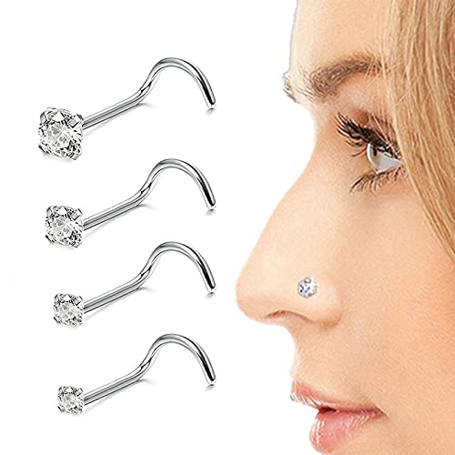 Vitaltyextracts 8pcs Nose Screw Studs Set, Round Diamond, Surgical Steel, Hypoallergenic, Model B08KRM4MNN_CA, Color A