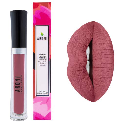 Aromi Rosy Chestnut Matte Liquid Lipstick | Warm, Earthy Rose Lip Color, Vegan, Cruelty-Free, Smudge Proof + Long-Lasting Lipsti
