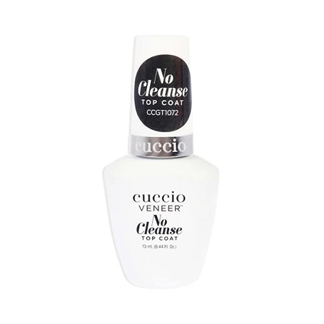 Cuccio No Cleanse Top Coat Nail Polish - High Gloss Shine, UV/LED Compatible, Chip-Resistant for Long-Lasting Manicures, 0.44 Fl