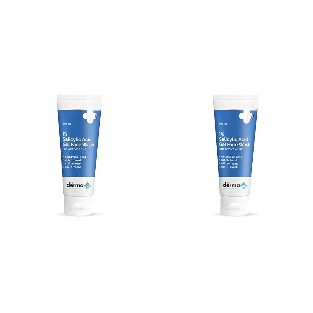 The Derma Co 1% Salicylic Acid Gel Face Wash With Salicylic Acid & Witch Hazel For Active Acne  100 Ml(Dermaco) (Pack Of 2)