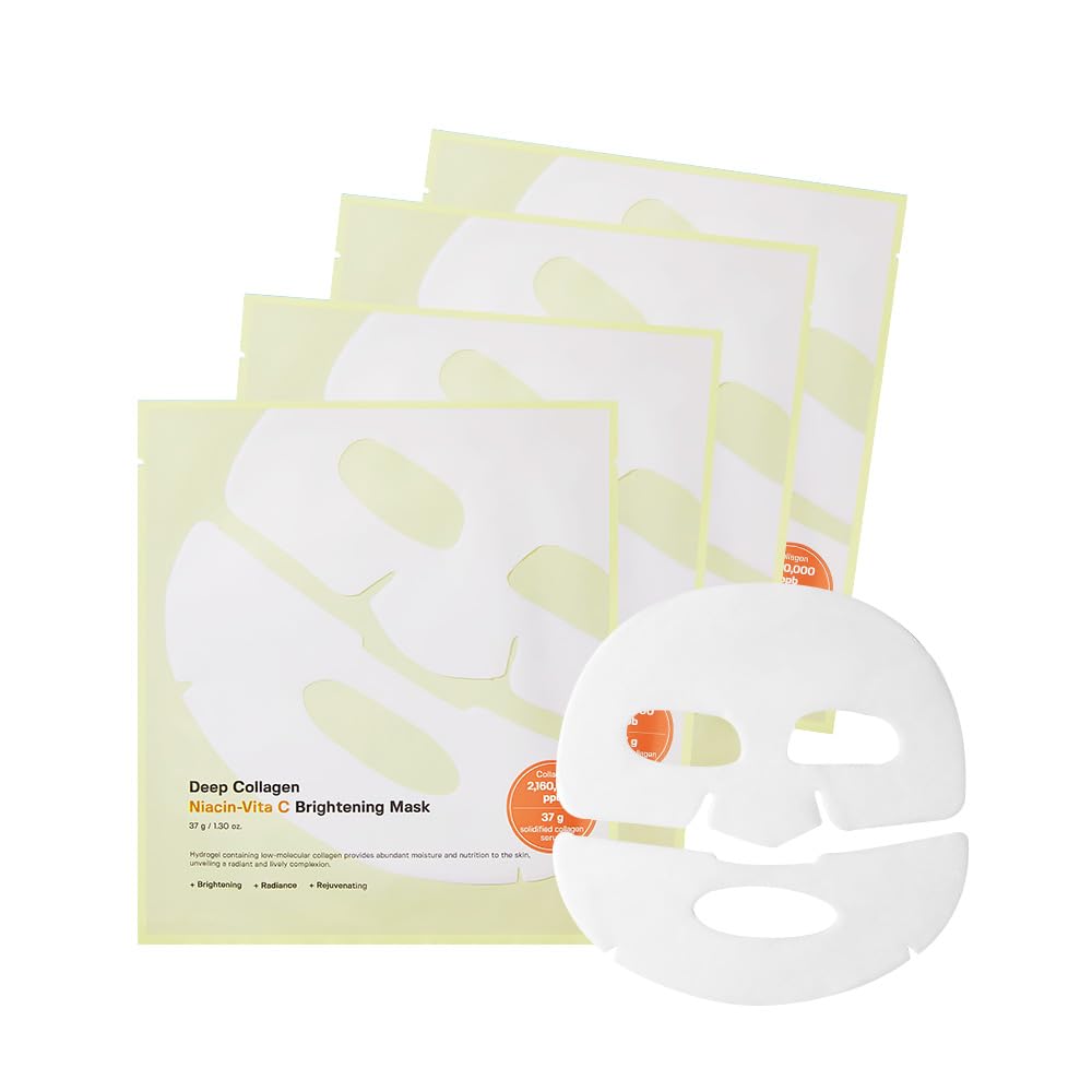 Sungboon Editor Deep Collagen Niacin-Vita C Brightening Overnight Mask 37Gx4Ea | The Real Collagen 2,160,000Ppb | Facial Hydroge