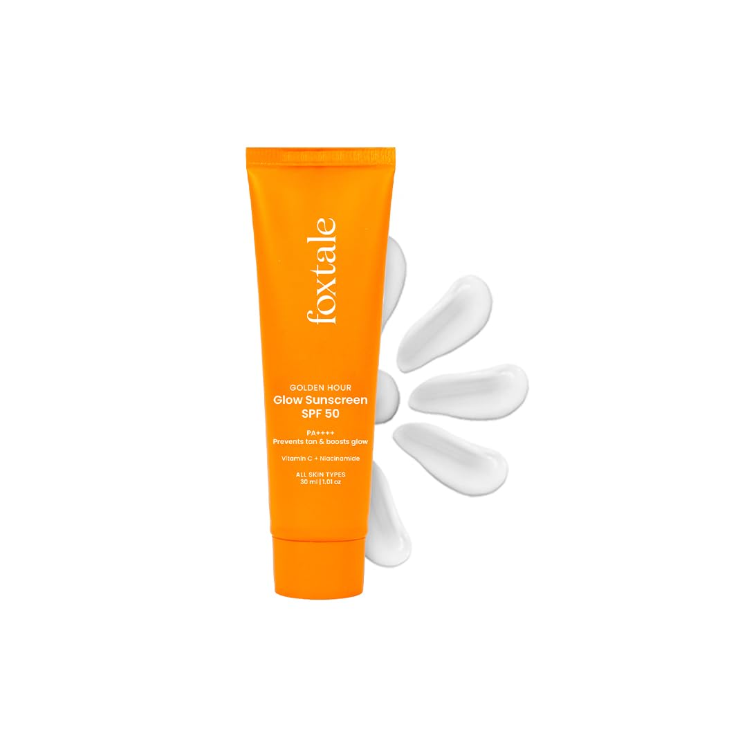Foxtale Glow Sunscreen Spf 50 Pa++++ With Vitamin C & Niacinamide, In-Vivo Tested, Sensitive-Skin Friendly, Made With 100% New-G