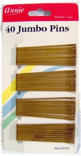 Annie Jumbo Bob Hair Pins - 40 Count Brown Alloy Steel Roller Pins