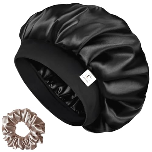 Silk Bonnet For Hair  Adjustable Cap For Sleeping, Satin Bonnet For Curly Hair With Soft Jersey Fabric Band, Stylish And Comfy 