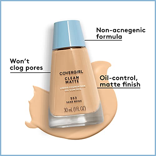 CoverGirl Clean Oil Control Liquid Makeup, Classic Tan (W) 560, 1.0 Ounce Bottle